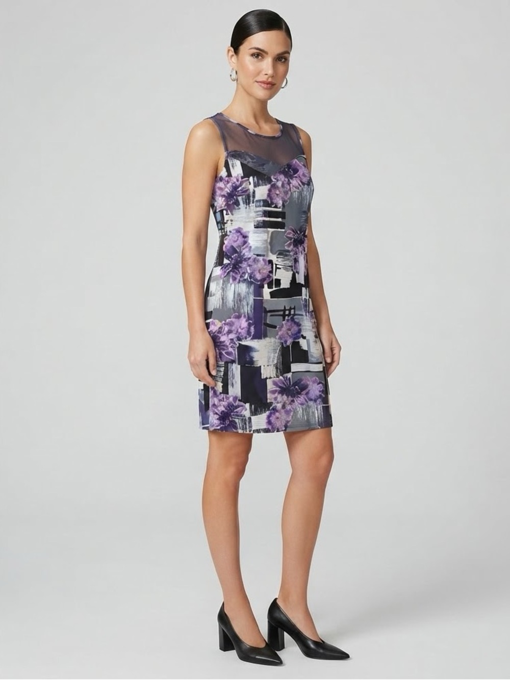 SJS Floral Abstract Illusion Dress Size M Creative Whimsical Romantic Artistic
